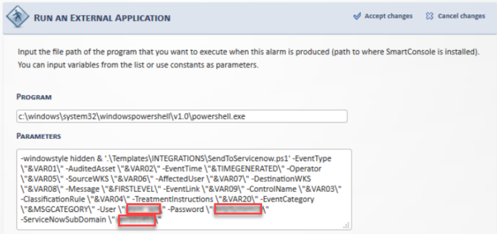 ServiceNow Event Manager parameters