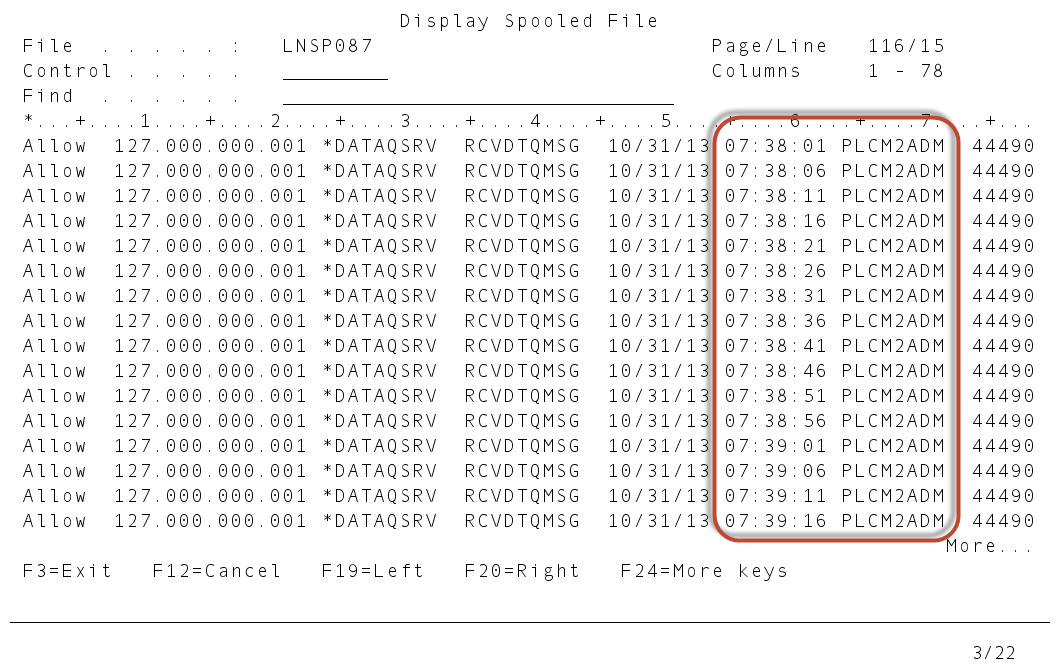 Click to view larger image. display Spooled File panel