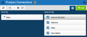 Filter available on the Product Connections page.