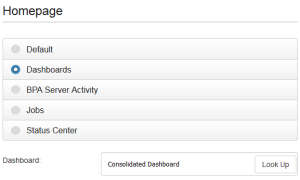 Homepage section in the Preferences.