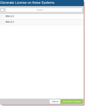 The Generate License on these Systems screen.