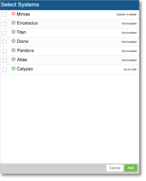 The Select Systems screen.