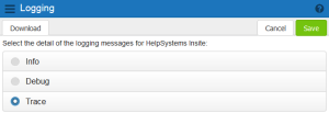 Selecting the level of logging message detail.