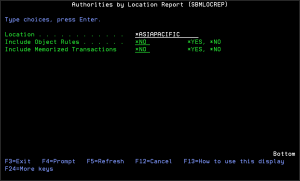Authorities by Location Report panel