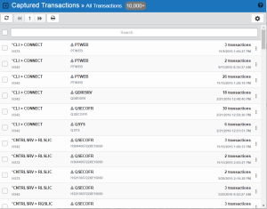 Captured Transactions screen