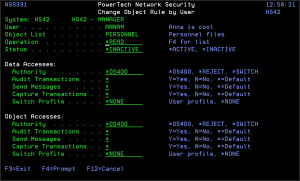 Change Object Rule by User panel