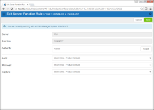 Edit Server Function Rule screen