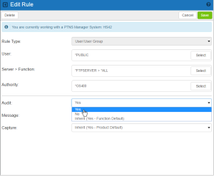 Edit Rule screen