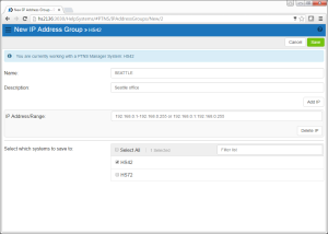 New IP Address Group screen
