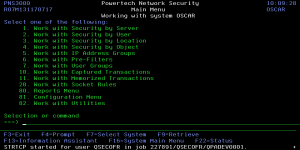 Network Security Main Menu panel