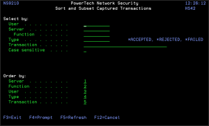 Captured Transactions Subset panel