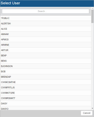 Select User window