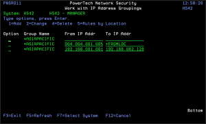 Work with IP Address Groupings panel
