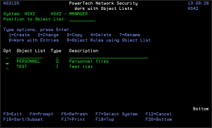Work with Object Lists panel