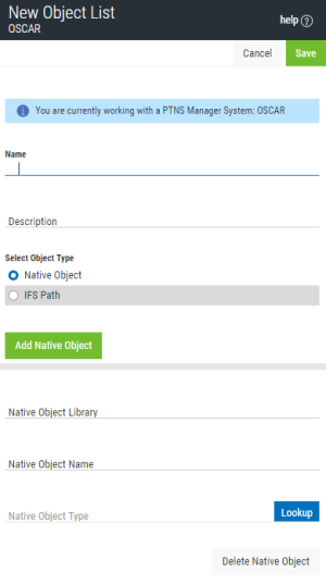 New/Edit Object List