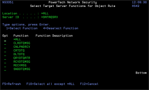 Select Target Functions for Object Rule panel