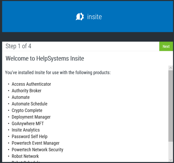The Choose Components window during installation of HelpSystems Insite.