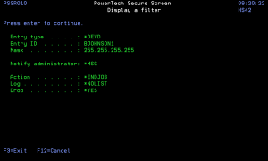 Display a filter