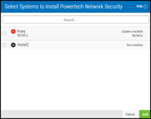 The Select Systems screen.
