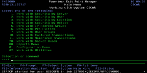 Exit Point Manager Main Menu panel