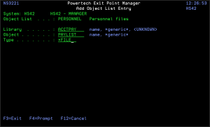 Add Object List Entry panel