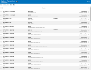 Captured Transactions screen