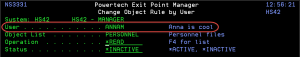 Change Object Rule by User panel