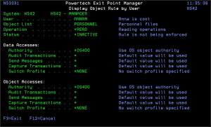 Display Object Rule by User panel