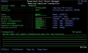 Memorized Captured Transaction panel