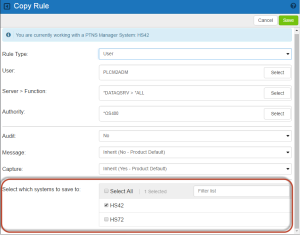 Copy Rule screen