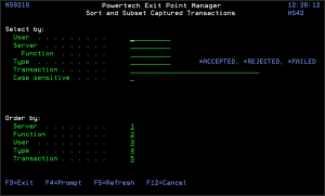 Captured Transactions Subset panel