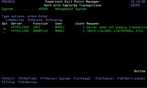 Work with Captured Transactions panel