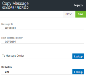 The Copy Message panel.