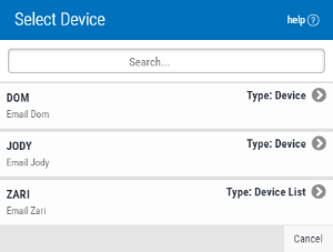 The Select Device dialog box.