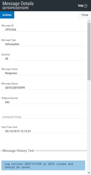 The Message Details panel.