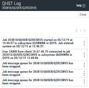 The QHST Log panel.