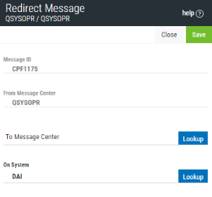 The Redirect Message panel.