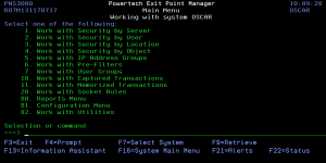Exit Point Manager Main Menu panel