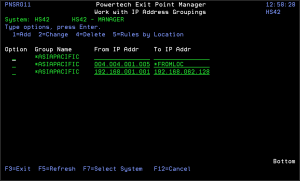 Work with IP Address Groupings panel