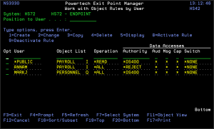 Work with Object Rules by User panel