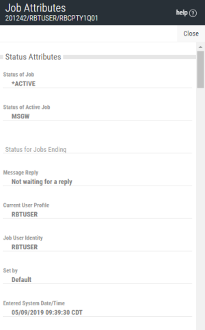 The Job Attributes panel.