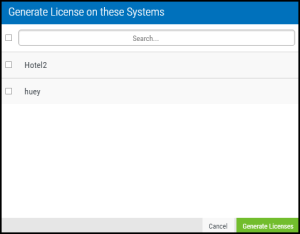 The Generate License on these Systems screen.