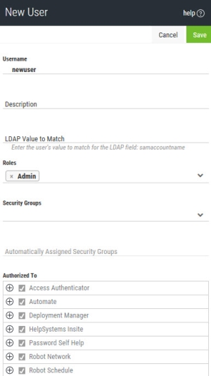 Creating a new user assigned to an Accounting role.