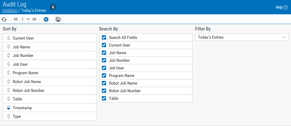 The settings for the Audit Log page.